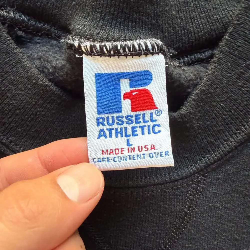 Vintage 90s Russell Athletic Essential Blank Black Crewneck Sweatshirt